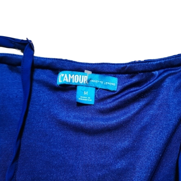 L'Amour Nanette Lepore Seahorse Print Blue Romper Button-Up Ruffle Size Medium - Picture 4 of 6